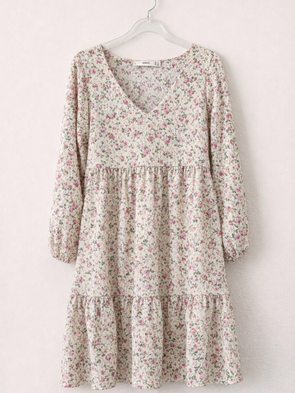 Mango Pink Floral Babydoll Dress XS (XS-M) Romantic Boho Cottagecore Shabby Chic